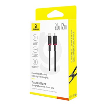Baseus Dura Type C fast charging cable for iP 20 W 2 m Black  Red