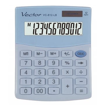 VECTOR OFFICE CALCULATOR  KAV VC-812 LB  LIGHT BLUE