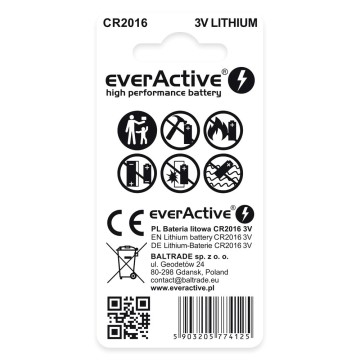 Lithium batteries mini everActive CR2016 blister 2 pcs.