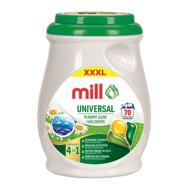 MILL PROFESSIONAL 3-chamber universal laundry capsules  70 pcs. MILL PROFESSIONAL 3-chamber universal laundry capsules  70 pcs.
