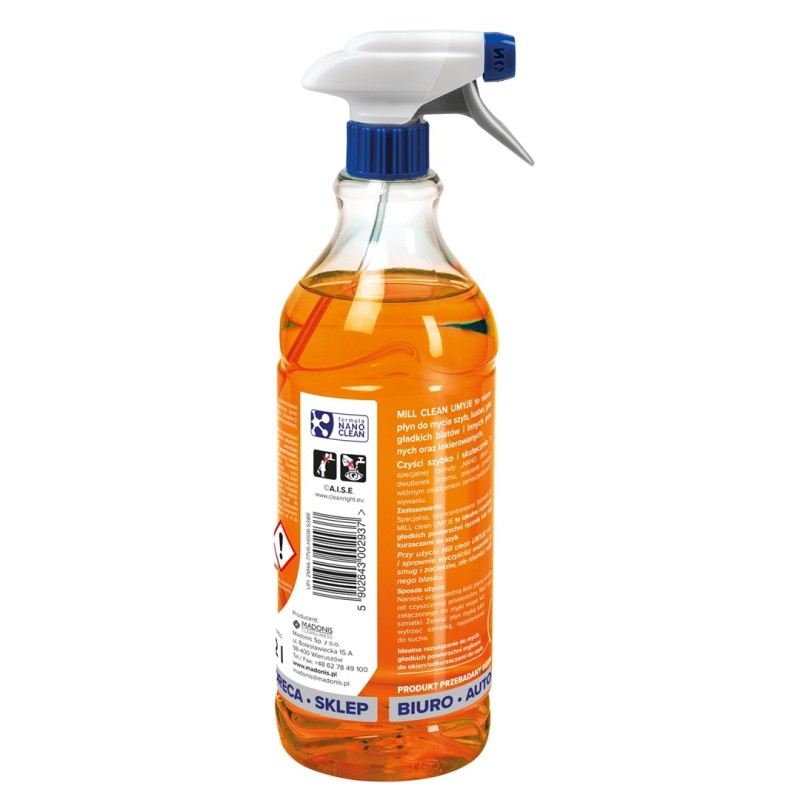 Mill Clean Wash liquid for cleaning windows  glass  mirrors  tiles with orange scent 1.22 L Mill Clean Wash liquid for cleaning windows  glass  mirrors  tiles with orange scent 1.22 L