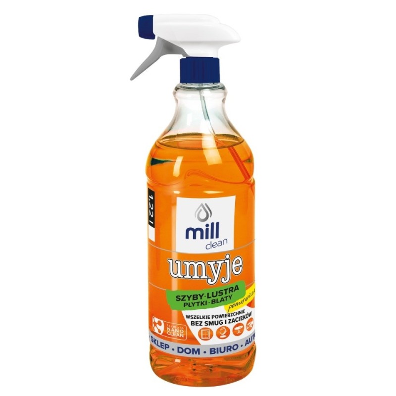 Mill Clean Wash liquid for cleaning windows  glass  mirrors  tiles with orange scent 1.22 L Mill Clean Wash liquid for cleaning windows  glass  mirrors  tiles with orange scent 1.22 L