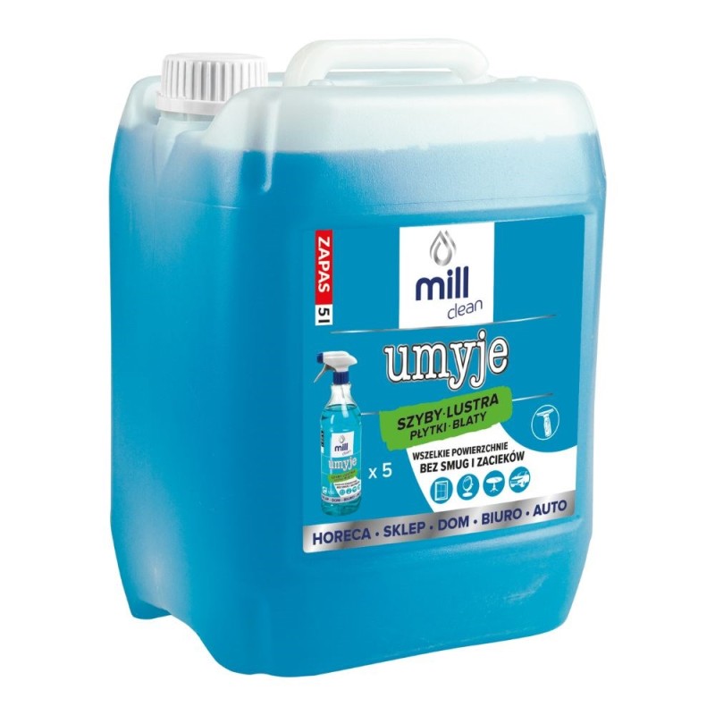 MILL CLEAN CLEANS 5 liters. A liquid cleaner for windows  mirrors  tiles  and countertops. It removes dust and grease stains wit MILL CLEAN CLEANS 5 liters. A liquid cleaner for windows  mirrors  tiles  and countertops. It removes dust and grease stains wit
