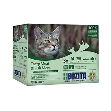 BOZITA Tasty meat and fish menu - wet cat food - 12x85g