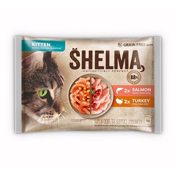 SHELMA Kitten with salmon and turkey in sauce - wet cat food - 4x85g