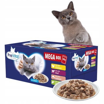 PREVITAL Mega Box Veal  salmon  liver  chicken - wet cat food - 40X100g