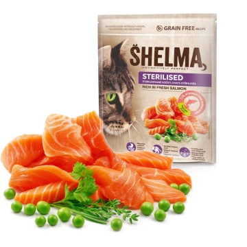 SHELMA Sterilised Salmon - dry cat food - 1 4kg