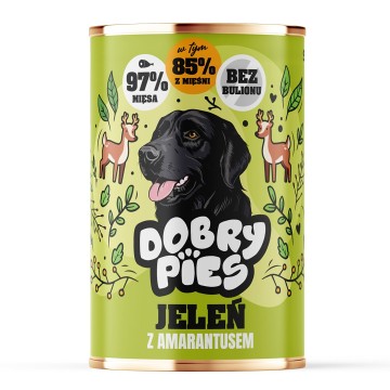 DOBRY PIES Venison with amaranth - wet dog food - 400g