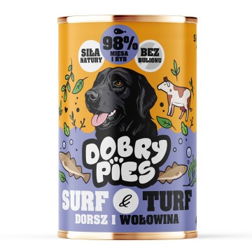 DOBRY PIES Surf & Turf Trout and wild beef - wet dog food - 400g