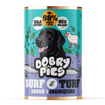 DOBRY PIES Surf & Turf Salmon and lamb - wet dog food - 400g