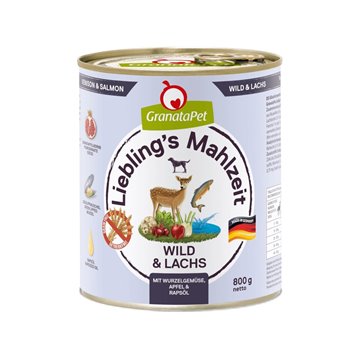 GRANATAPET Liebling's Mahlzeit Venison and salmon - wet dog food - 800g