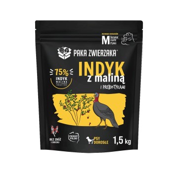 PAKA ZWIERZAKA Turkey with raspberry M - dry dog food - 1 5kg