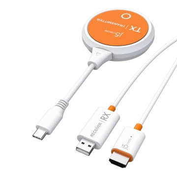 j5create JVAW62 ScreenCast USB-C® Wireless Display HDMI™ Extender  White and Orange